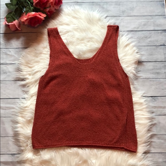 Madewell Tops - Madewell Rustic Orange Knit V-neck Tank